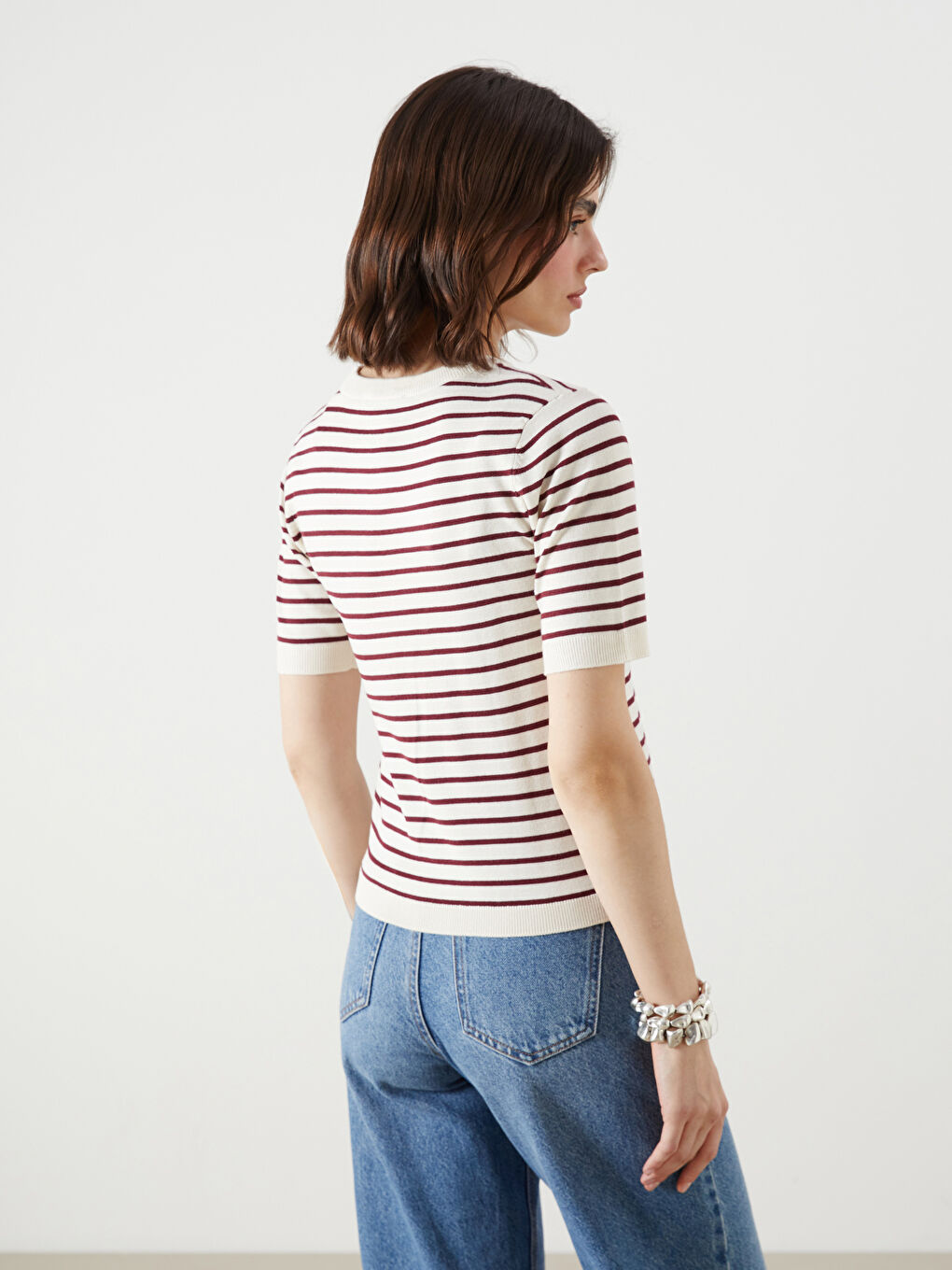LCW Vision Crew Neck Striped Women's Knitwear Sweater -W56042Z8-LET