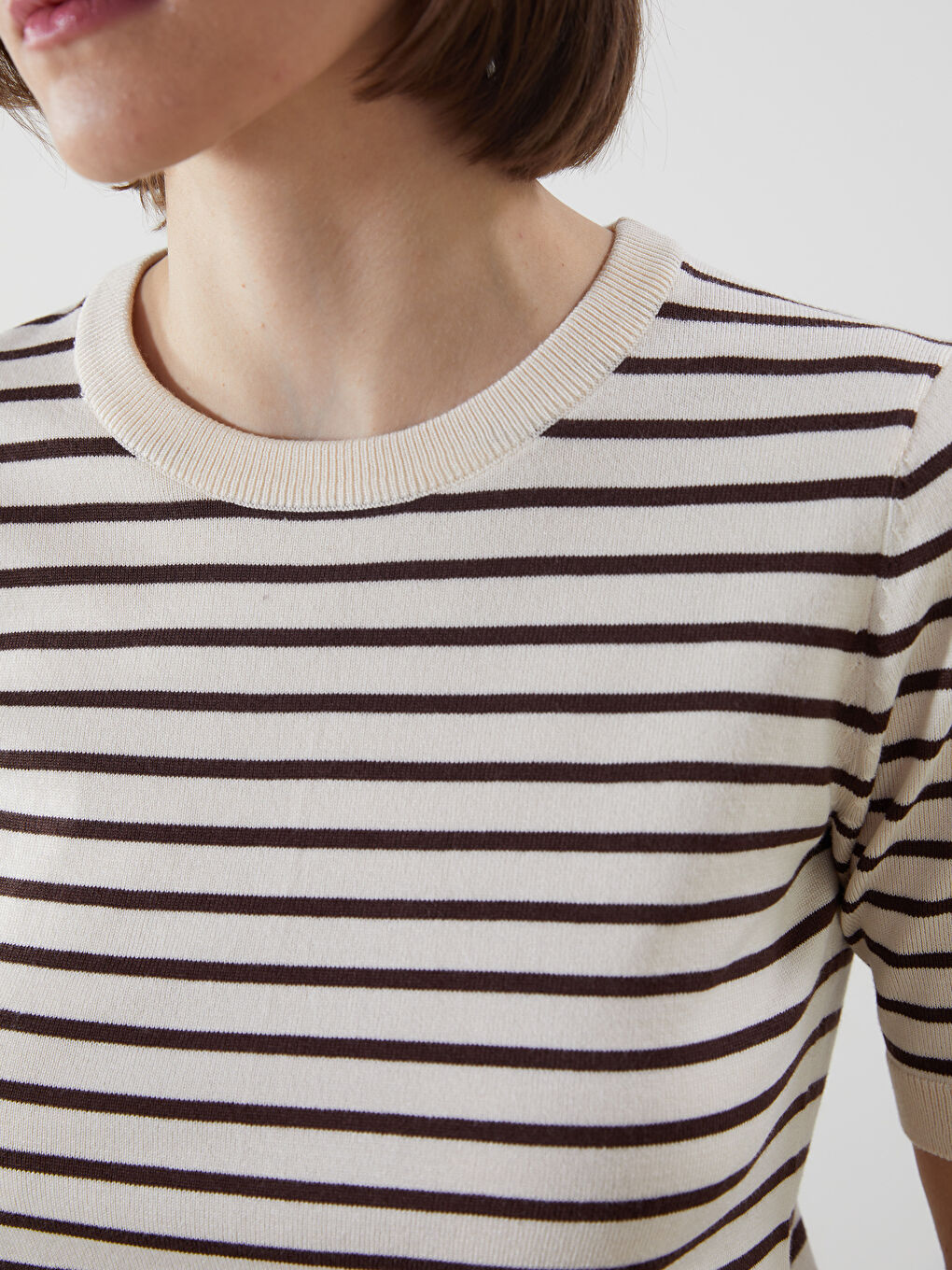 LCW Vision Crew Neck Striped Women's Knitwear Sweater -W56042Z8-LEW