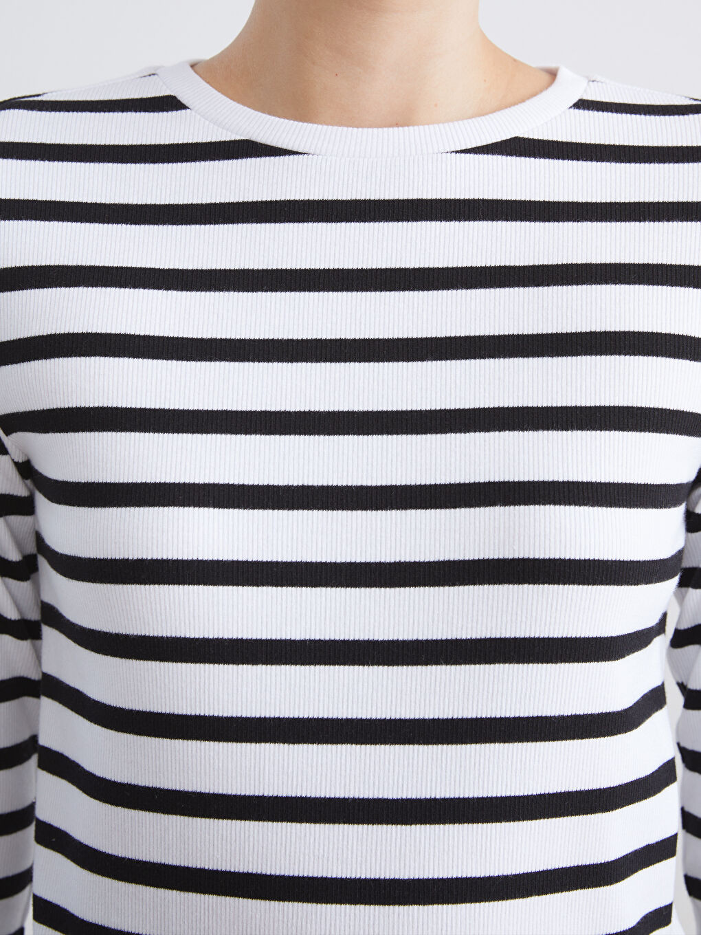 LCW Modest Crew Neck Striped Women's Body -W56046Z8-LEG