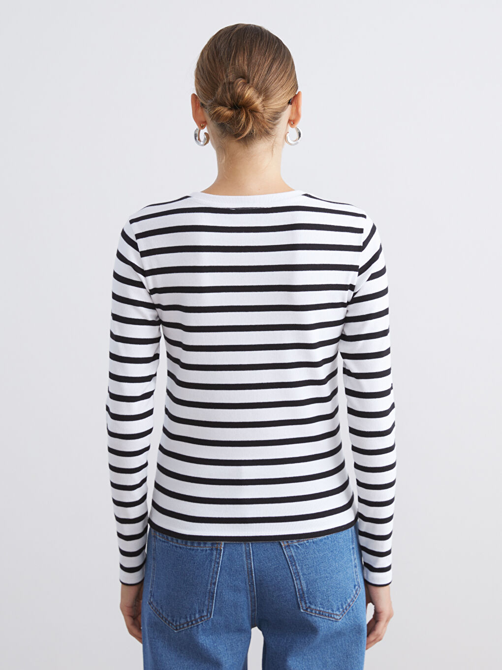 LCW Modest Crew Neck Striped Women's Body -W56046Z8-LEG