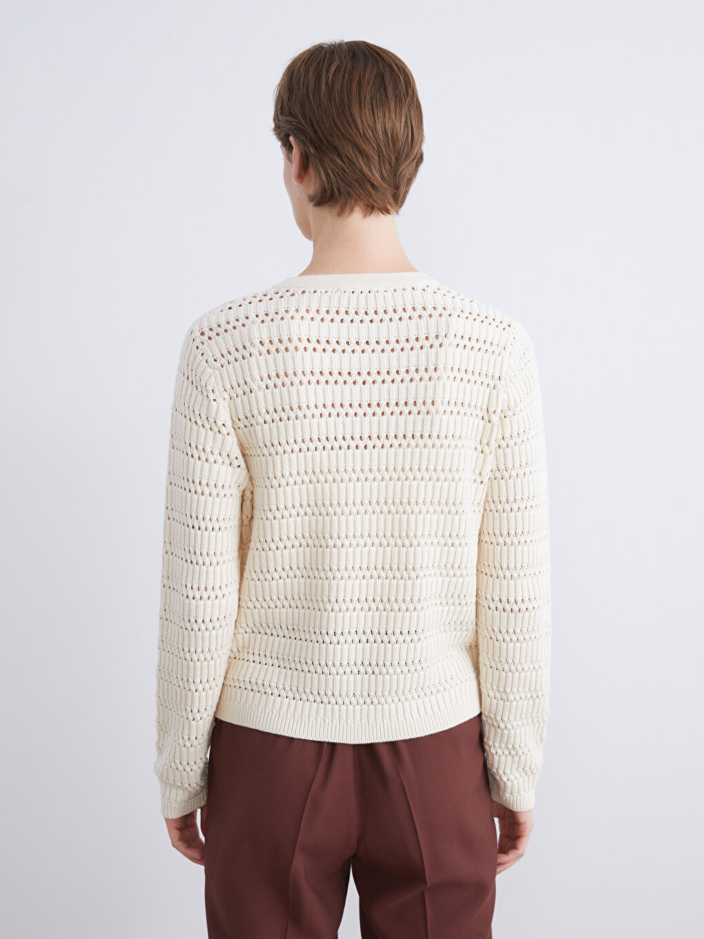 Crew Neck Hole-Knitted Women's Knitwear Cardigan-3