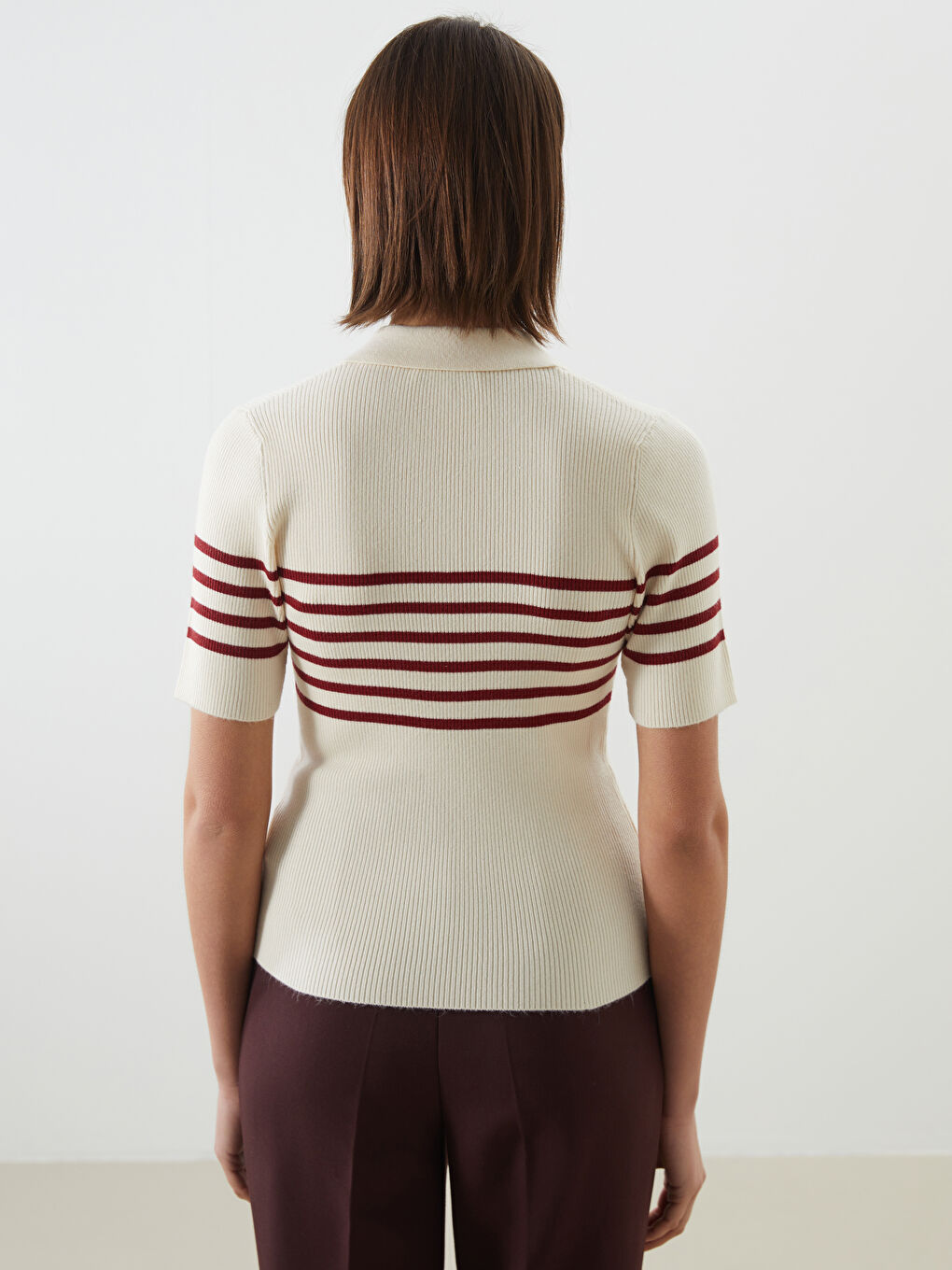 LCW Vision Polo Neck Striped Women's Knitwear Sweater -W56057Z8-LJE