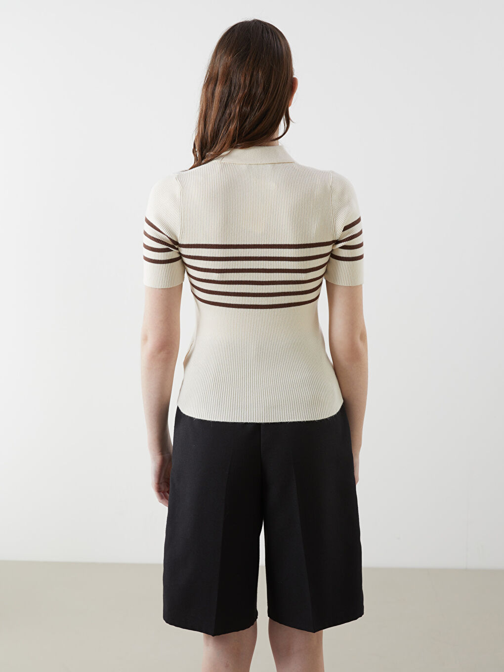 LCW Vision Polo Neck Striped Women's Knitwear Sweater -W56057Z8-LKM