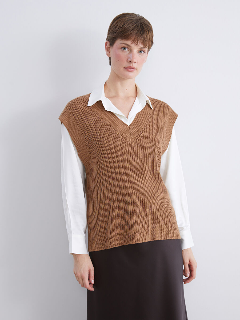 V Neck Women's Knitwear Sweater Vest