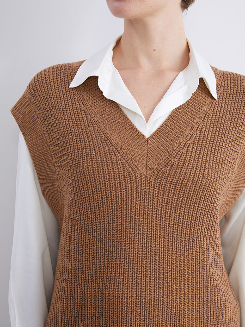V Neck Women's Knitwear Sweater Vest-2