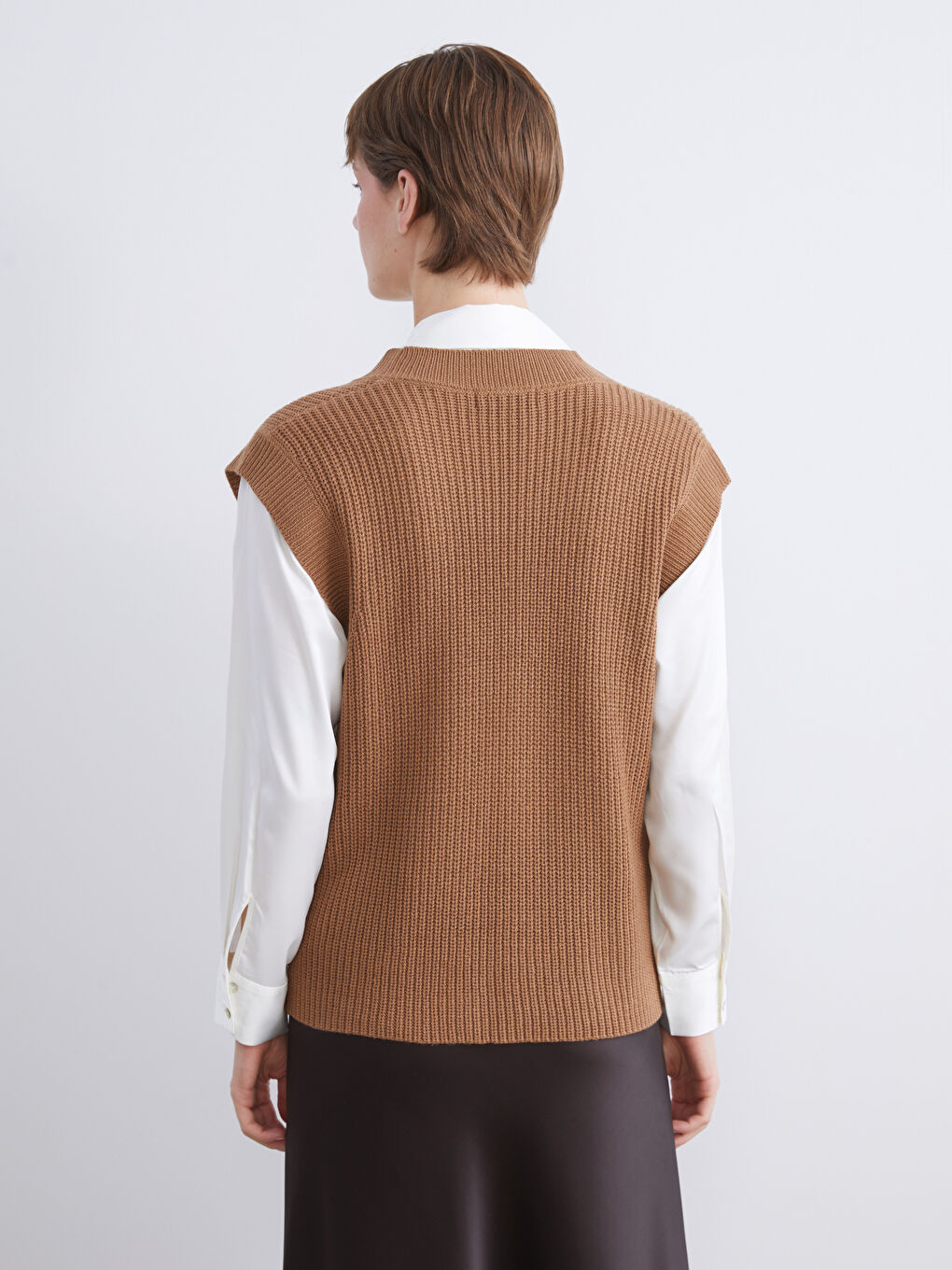 V Neck Women's Knitwear Sweater Vest-3