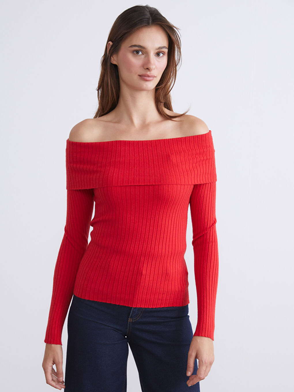Slash Neck Women's Knitwear Sweater