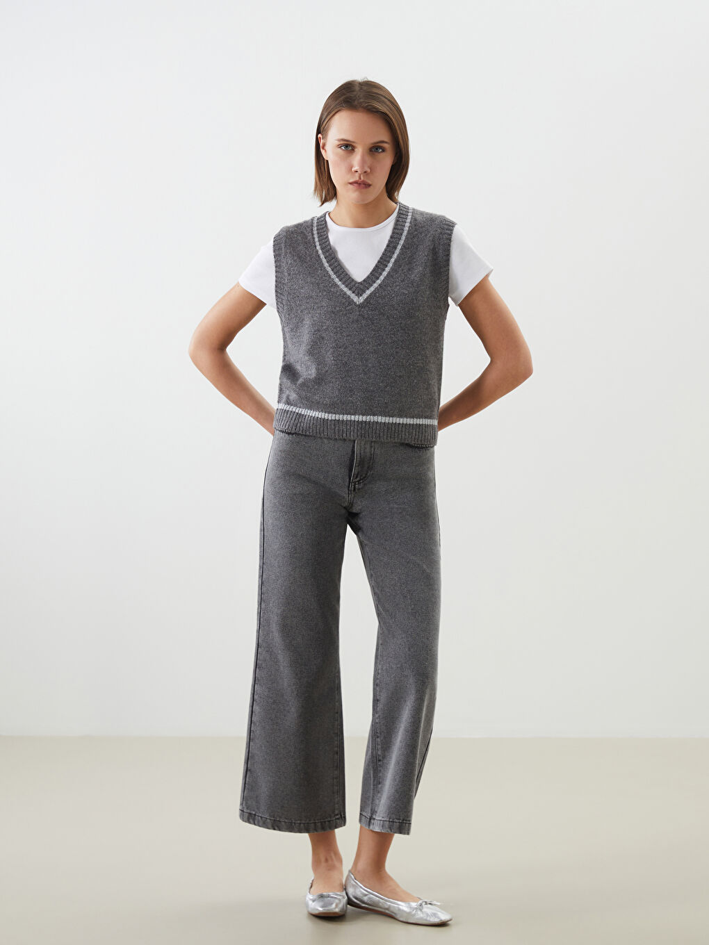 LCW Vision Woman ANTHRACITE Sweater Vest -W56068Z8-D5D