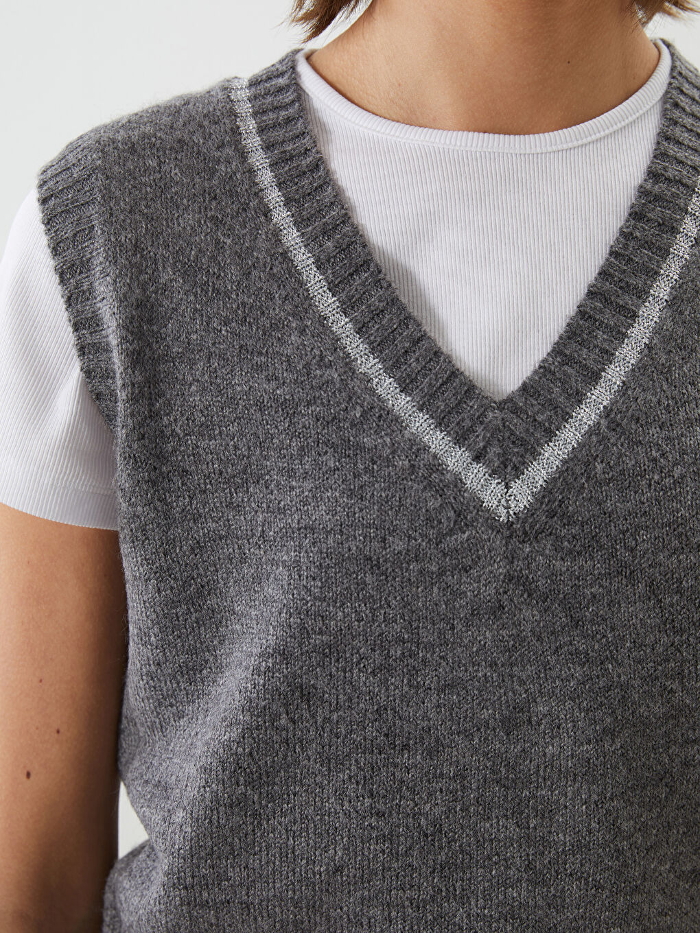 LCW Vision Woman ANTHRACITE Sweater Vest -W56068Z8-D5D
