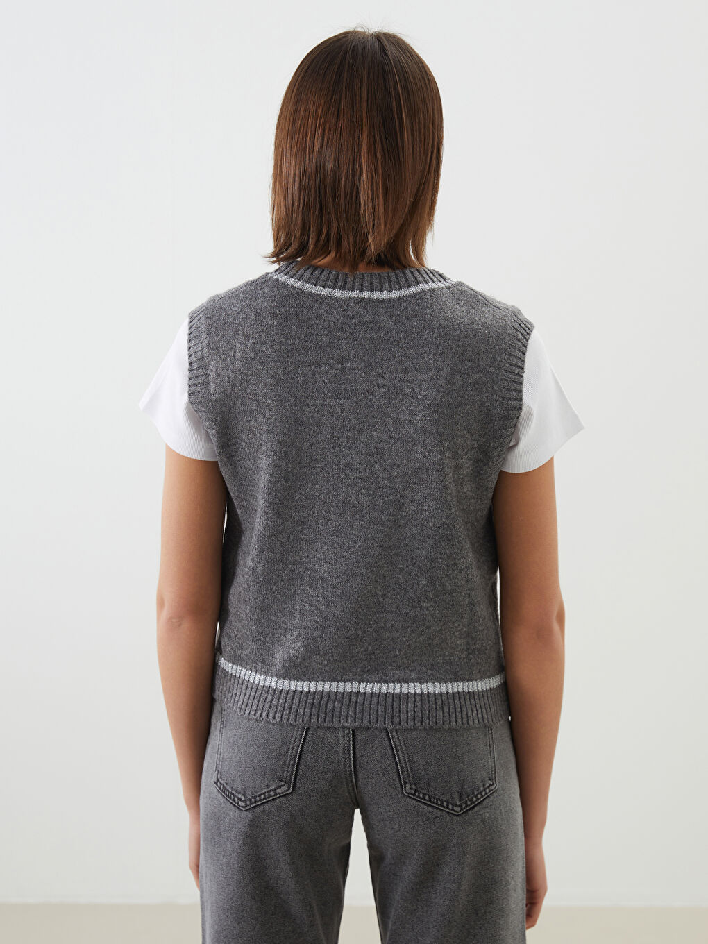 LCW Vision Woman ANTHRACITE Sweater Vest -W56068Z8-D5D