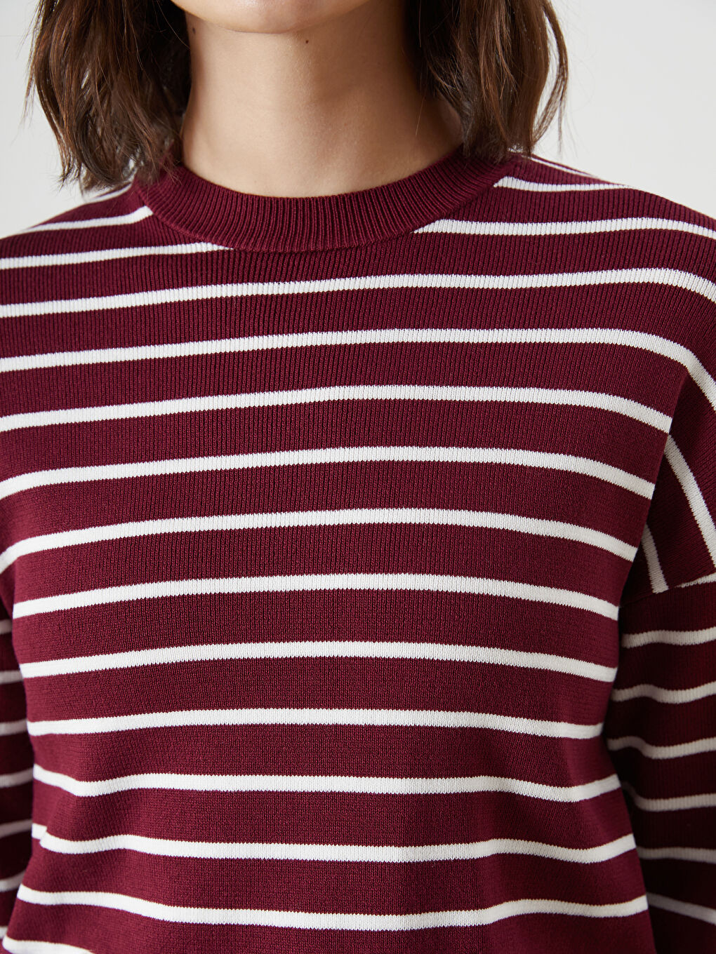 LCW Vision Crew Neck Striped Women's Knitwear Sweater -W56069Z8-LET
