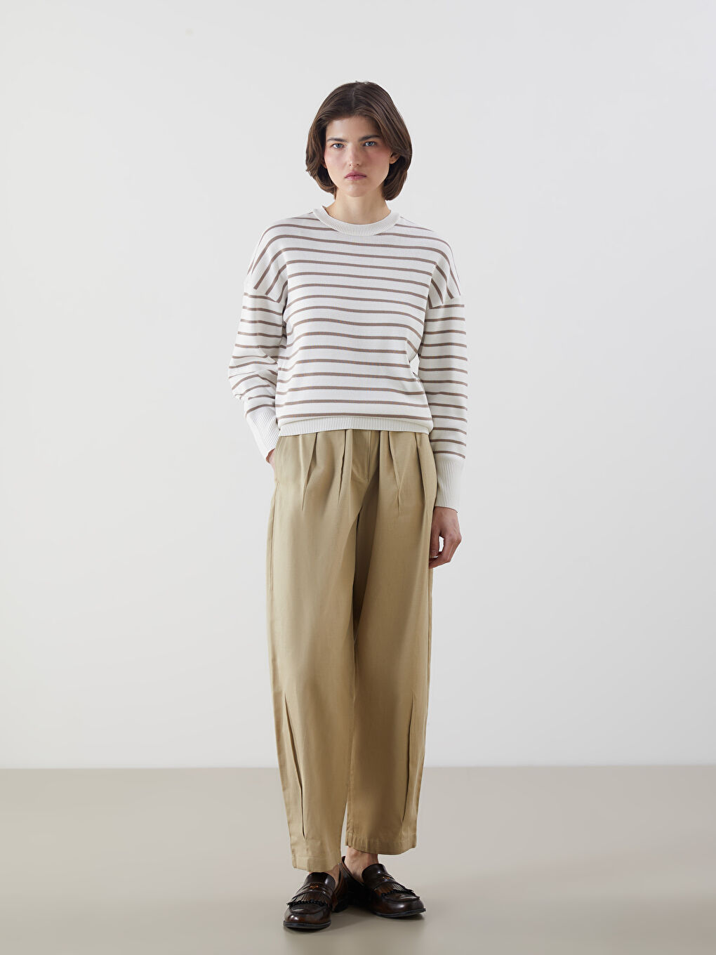 LCW Vision Crew Neck Striped Women's Knitwear Sweater -W56069Z8-ELZ
