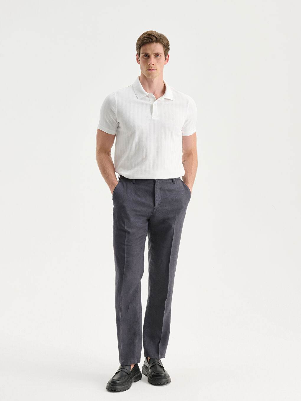 Ekru Polo Yaka Erkek Tişört-1