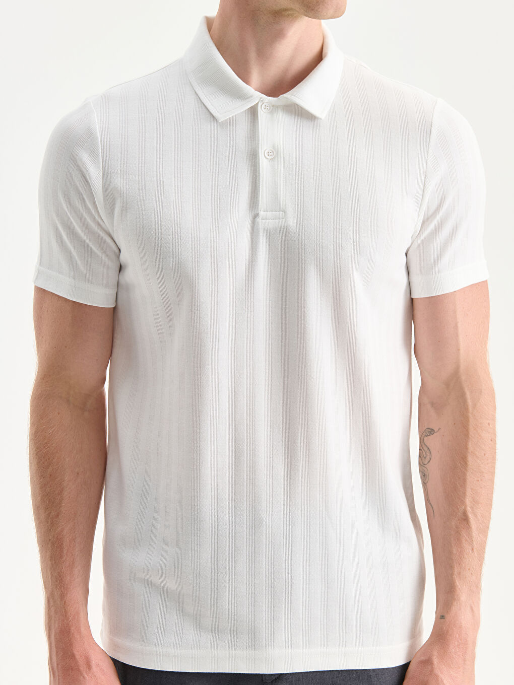 Ekru Polo Yaka Erkek Tişört-2