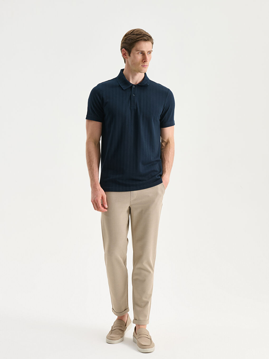 Lacivert Polo Yaka Erkek Tişört-1