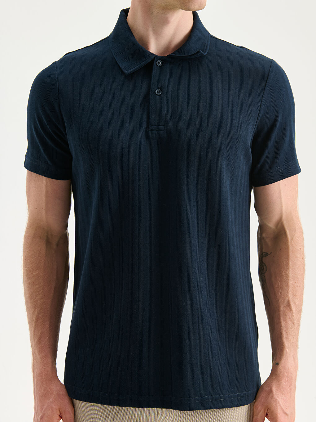 Lacivert Polo Yaka Erkek Tişört-2