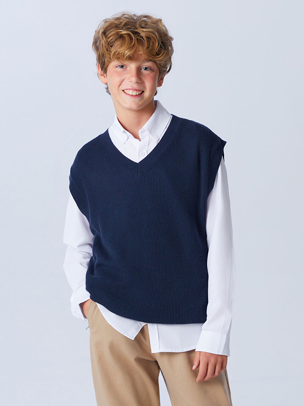 LCW Kids یەلەگی بلوز شینی تۆخ کوڕ -W56075Z4-HRC