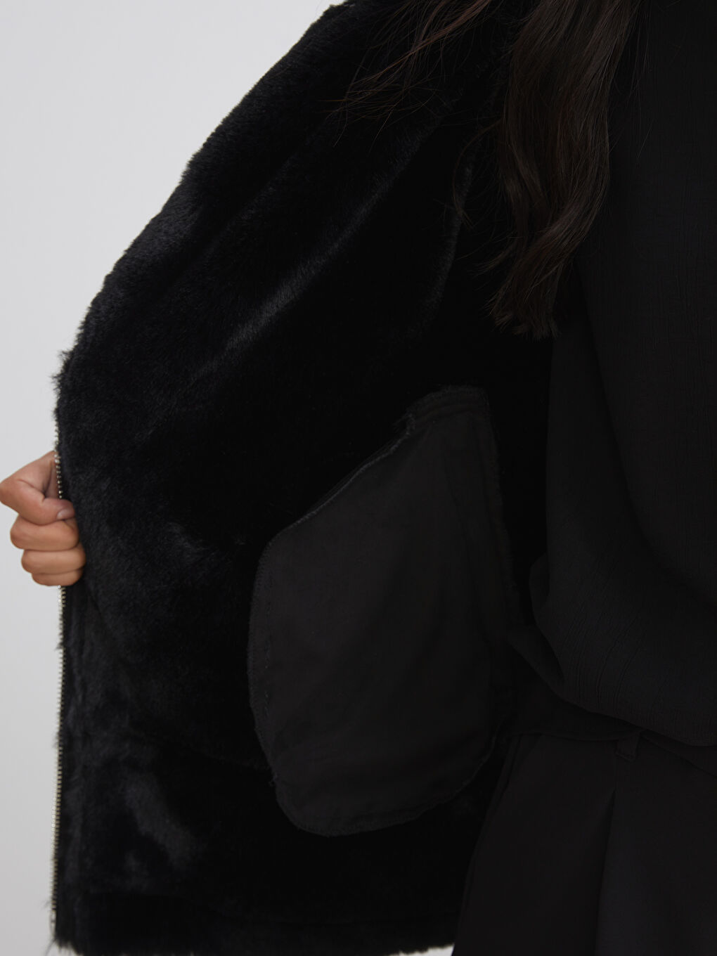 Biker Neck Women's Faux Suede Coat-3