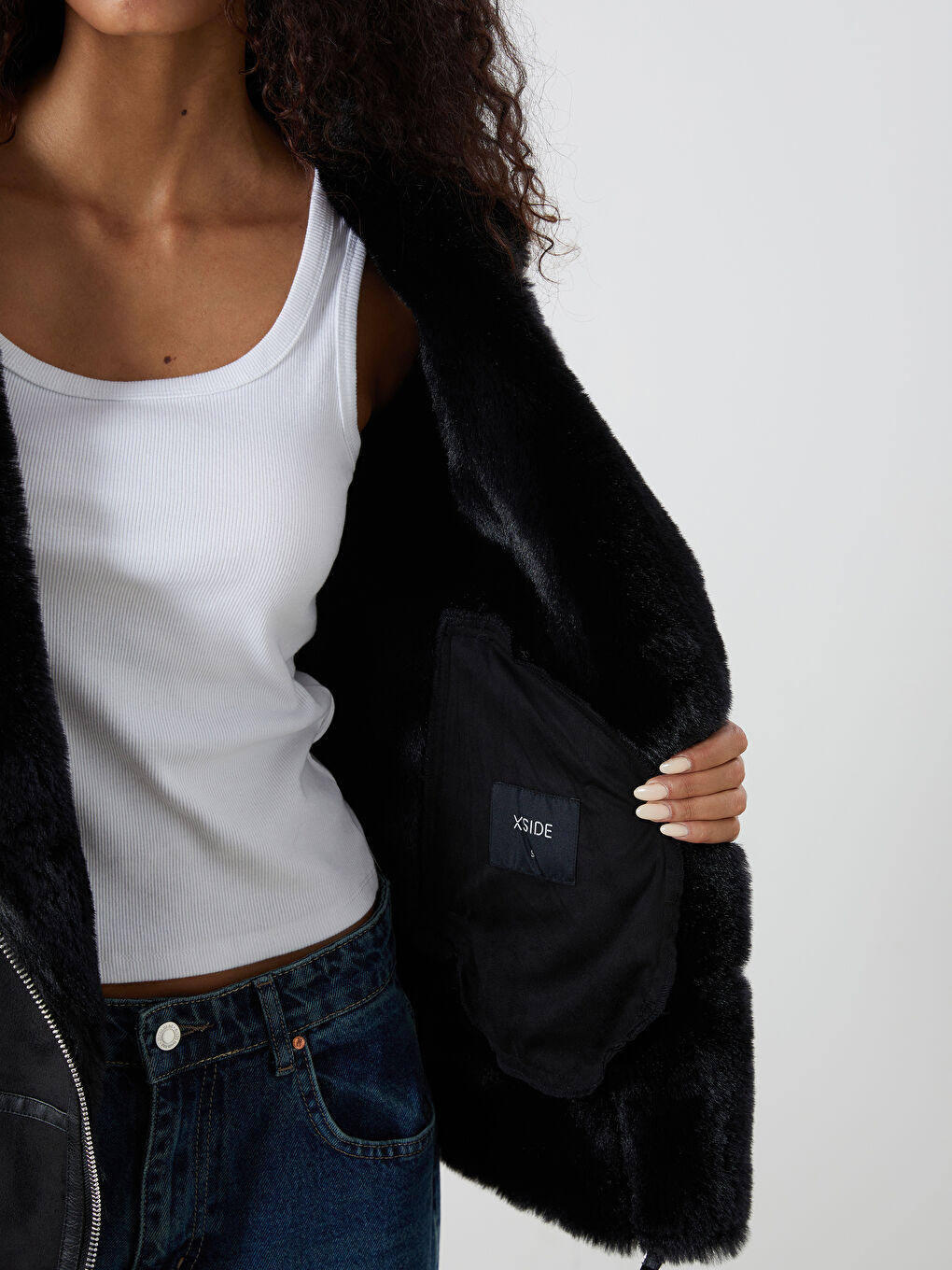 XSIDE Biker Neck Women's Faux Suede Coat -W56103Z8-CVL