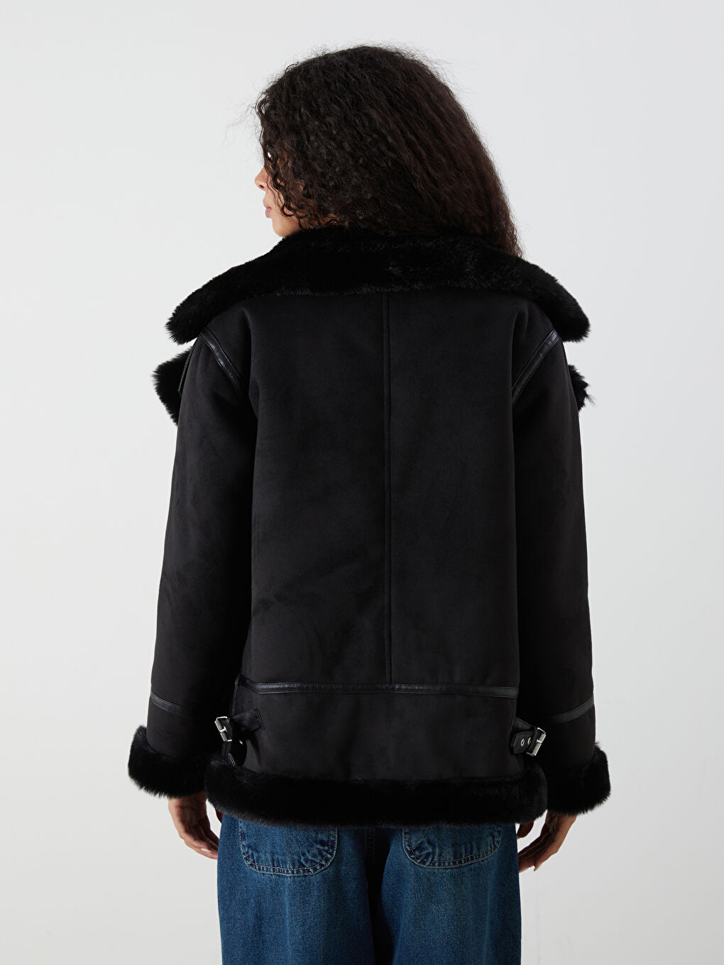XSIDE Biker Neck Women's Faux Suede Coat -W56103Z8-CVL