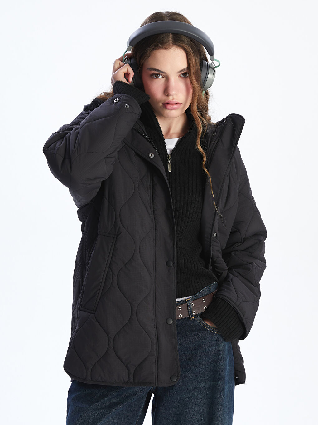 Hooded Quilted Oversize Women's Puffer Coat