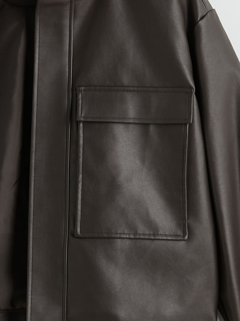 Әйелдер қоңыр Эко-былғары күртке-7