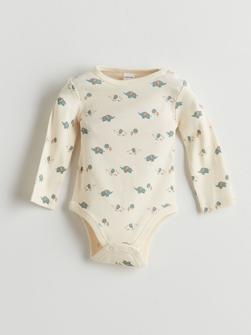 Bej Bisiklet Yaka Basic Erkek Bebek Çıtçıtlı Body