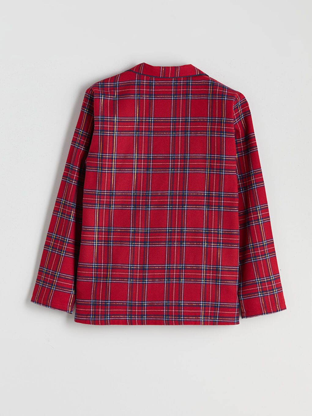 Kırmızı Gömlek Yaka Ekose Kadın Pijama Üst-1