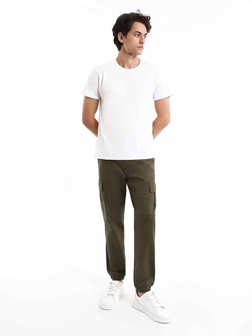 Elastic Waist Men's Cargo Trousers-1
