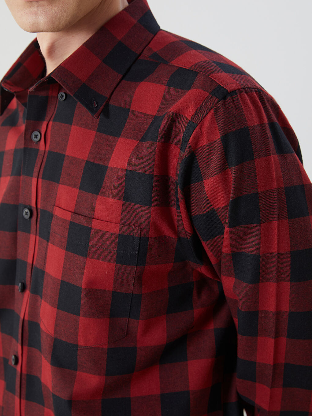 LCWAIKIKI Classic Regular Fit Long Sleeve Plaid Gabardine Men's Shirt -W56156Z8-LLH