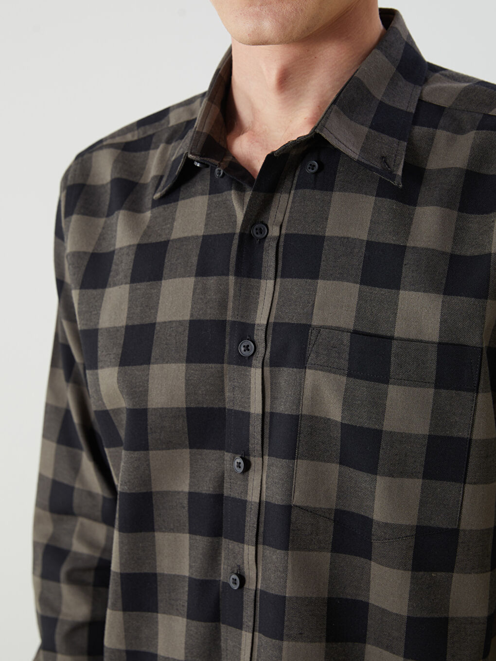 LCWAIKIKI Classic Regular Fit Long Sleeve Plaid Gabardine Men's Shirt -W56156Z8-LLL