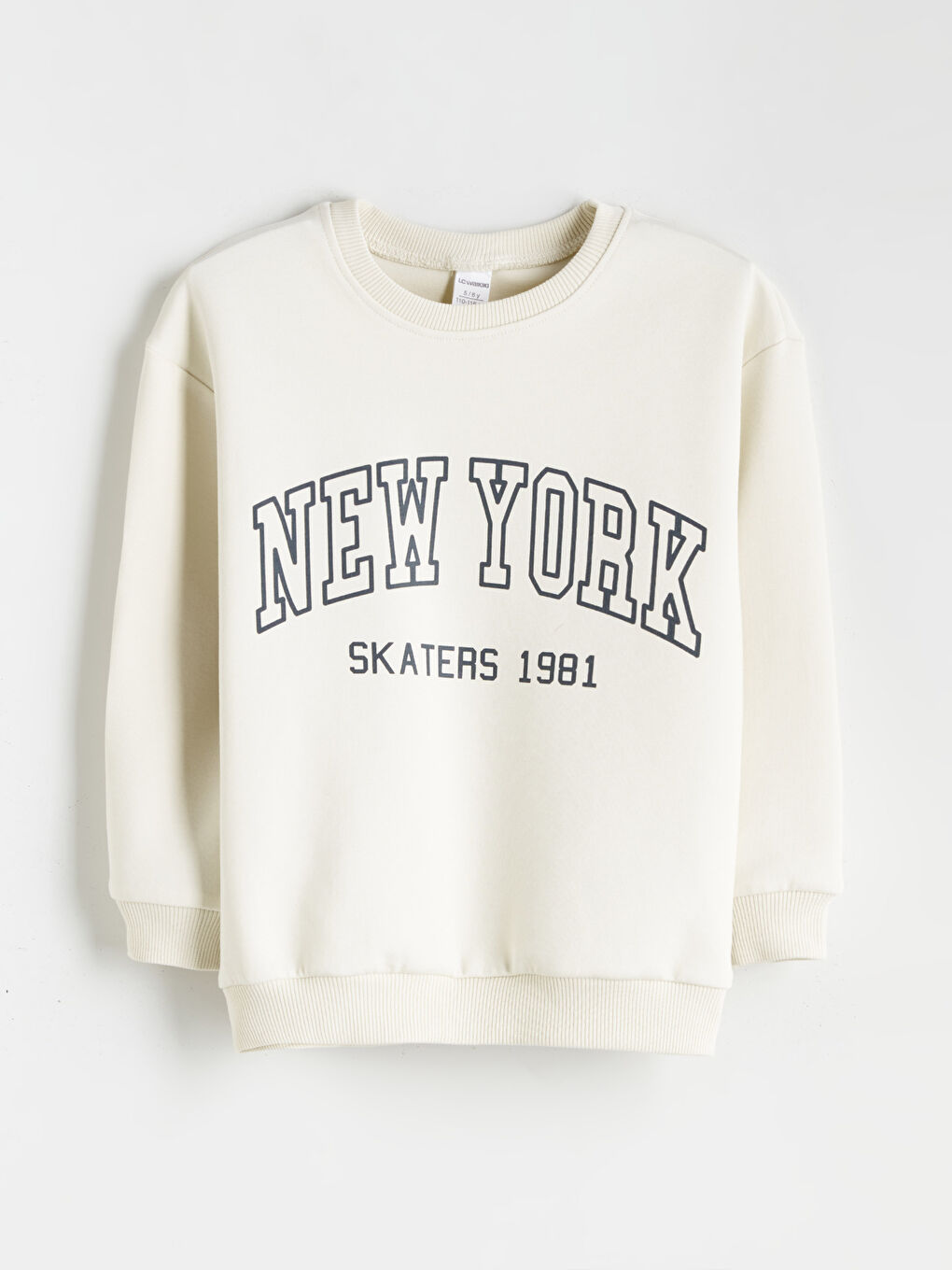 Bej Yazı Baskılı Erkek Çocuk Sweatshirt