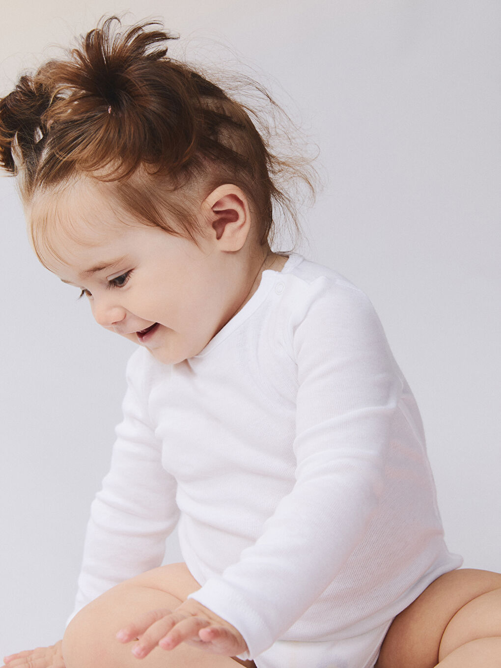 Ekru Bisiklet Yaka Basic Kız Bebek Çıtçıtlı Bodysuit 2'li-8