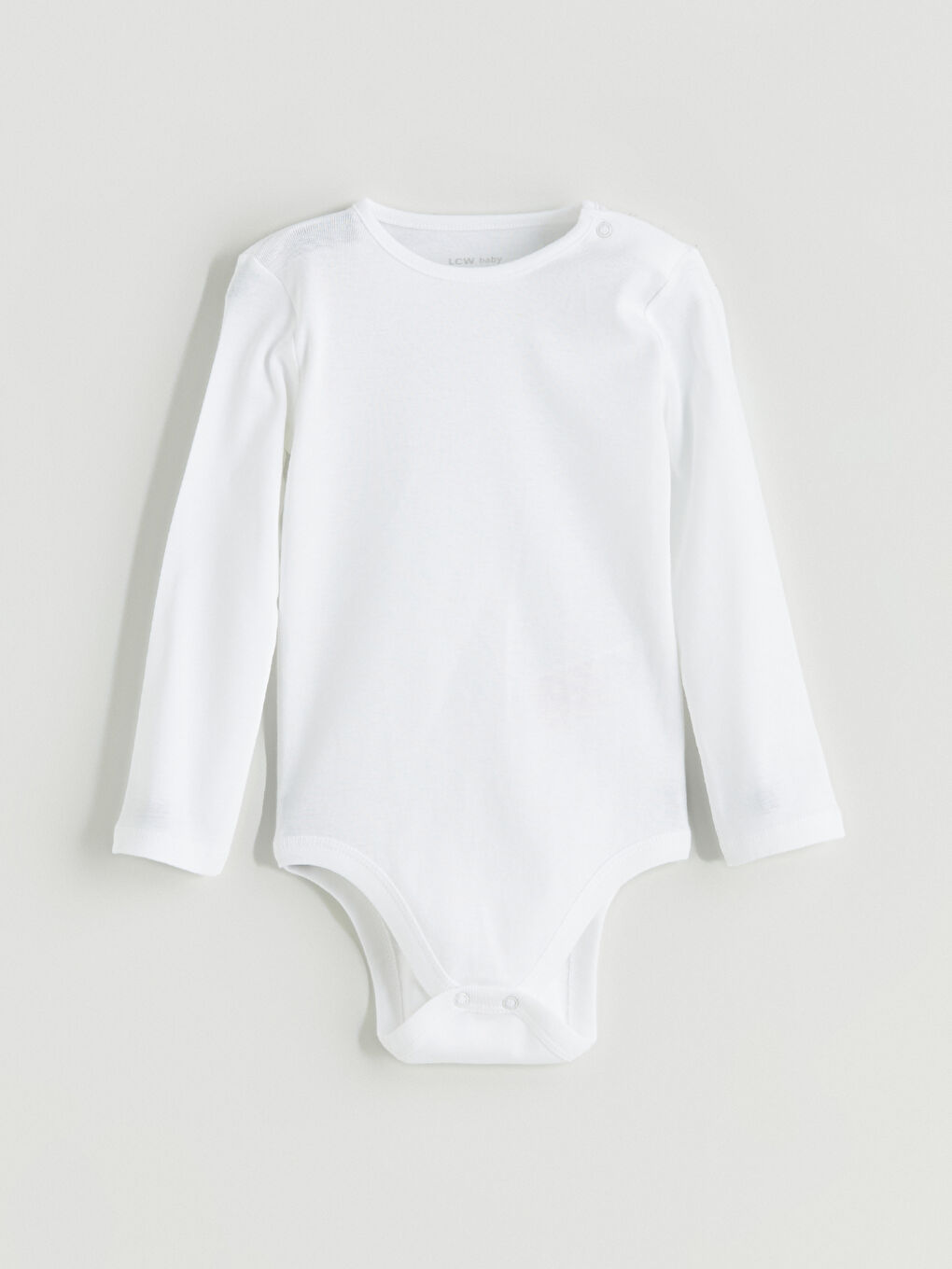 Ekru Bisiklet Yaka Uzun Kollu Kız Bebek Çıtçıtlı Bodysuit 2'li-1