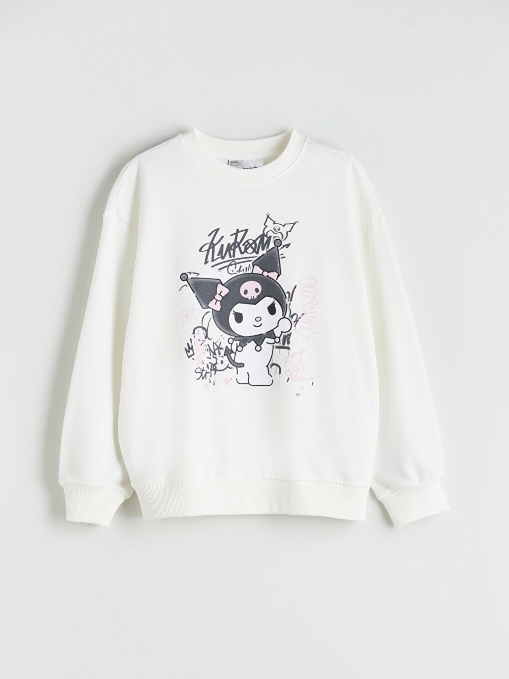 Crew Neck Kuromi Printed Girls' Sweatshirt-2