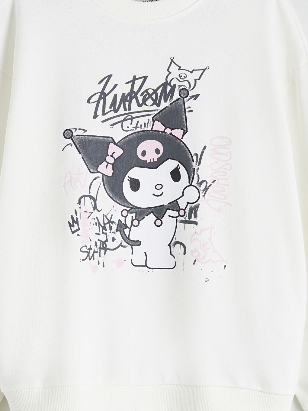 Crew Neck Kuromi Printed Girls' Sweatshirt-3