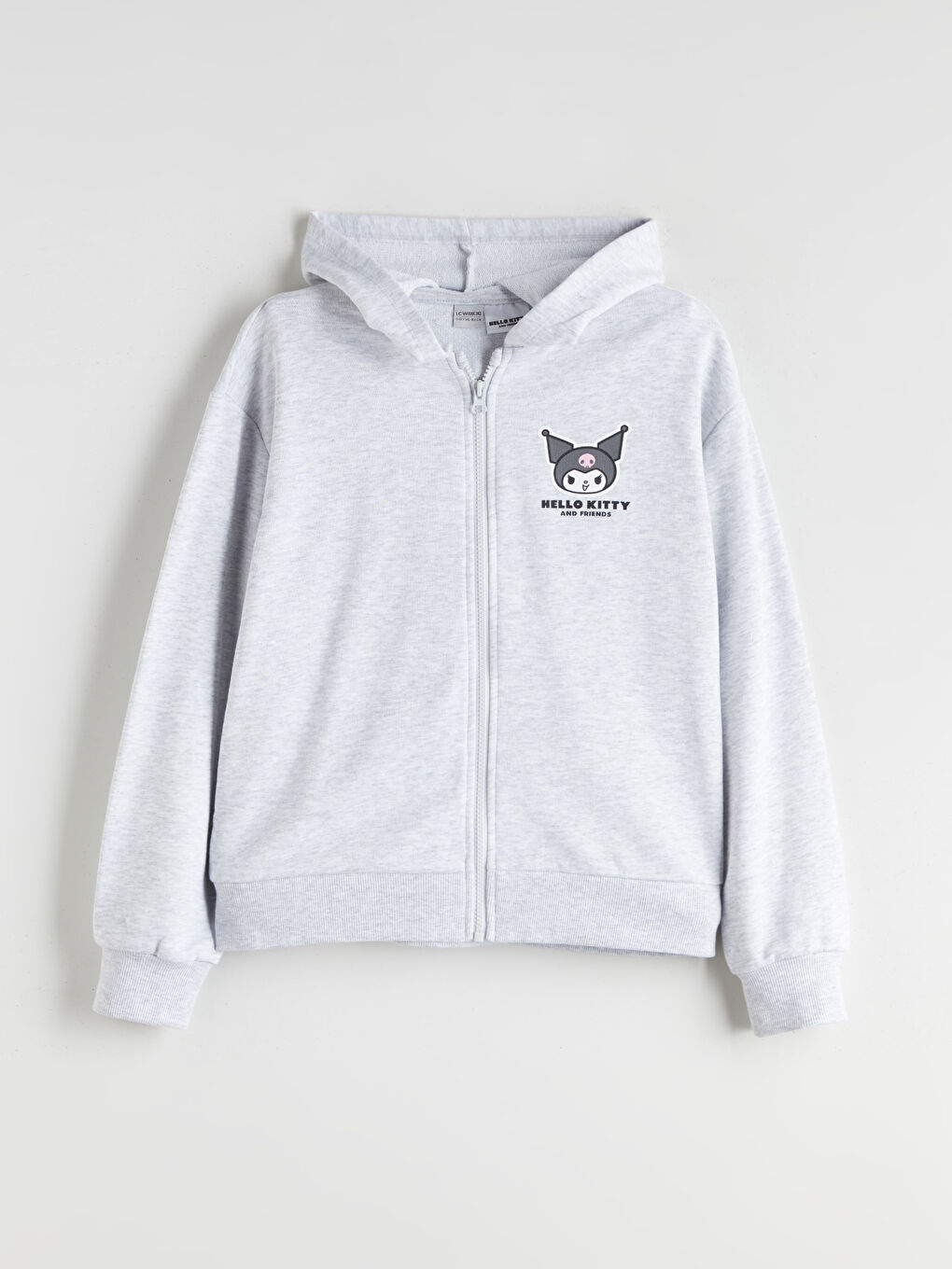 LCW Kids Girl GREY Zip-Up Sweatshirt -W56237Z4-CT3