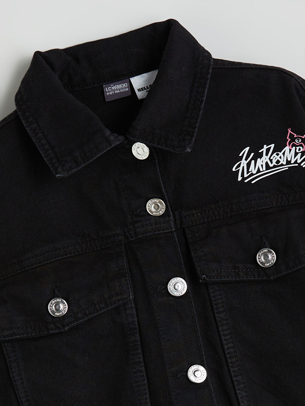 Siyah Kuromi Baskılı Kız Çocuk Jean Ceket-2