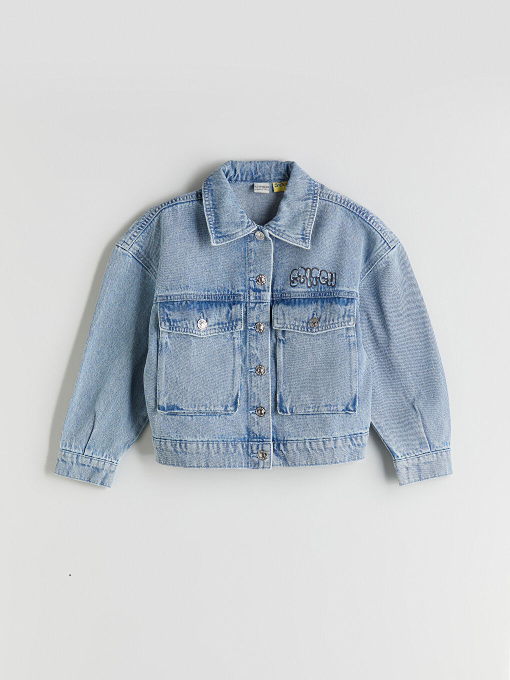 LCW Kids Collared Neck Girls' Denim Jacket -W56239Z4-V2T
