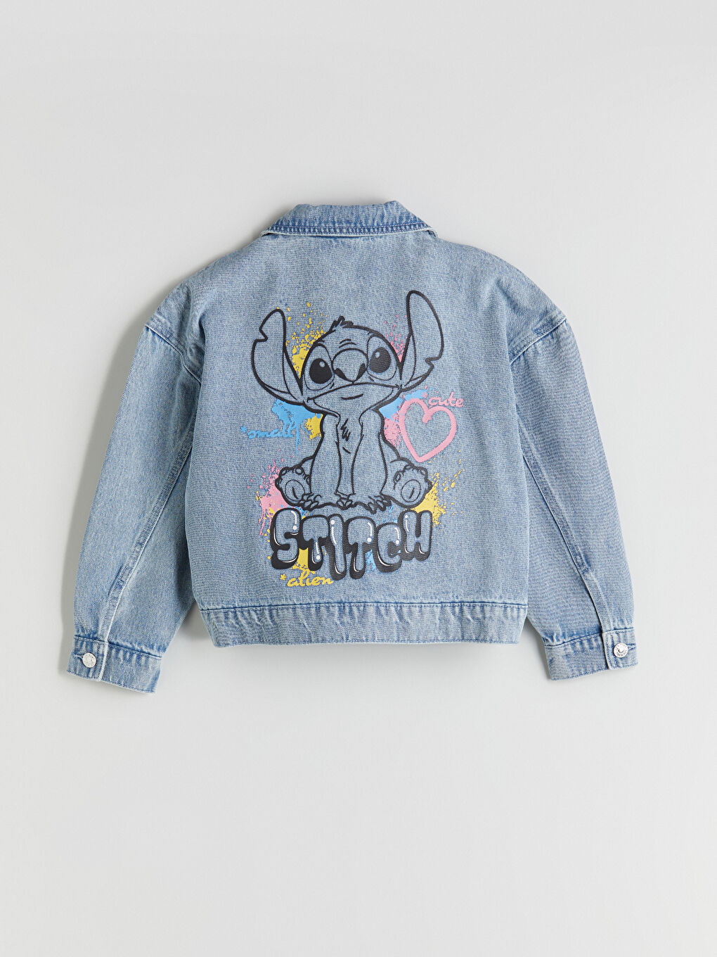 LCW Kids Collared Neck Girls' Denim Jacket -W56239Z4-V2T