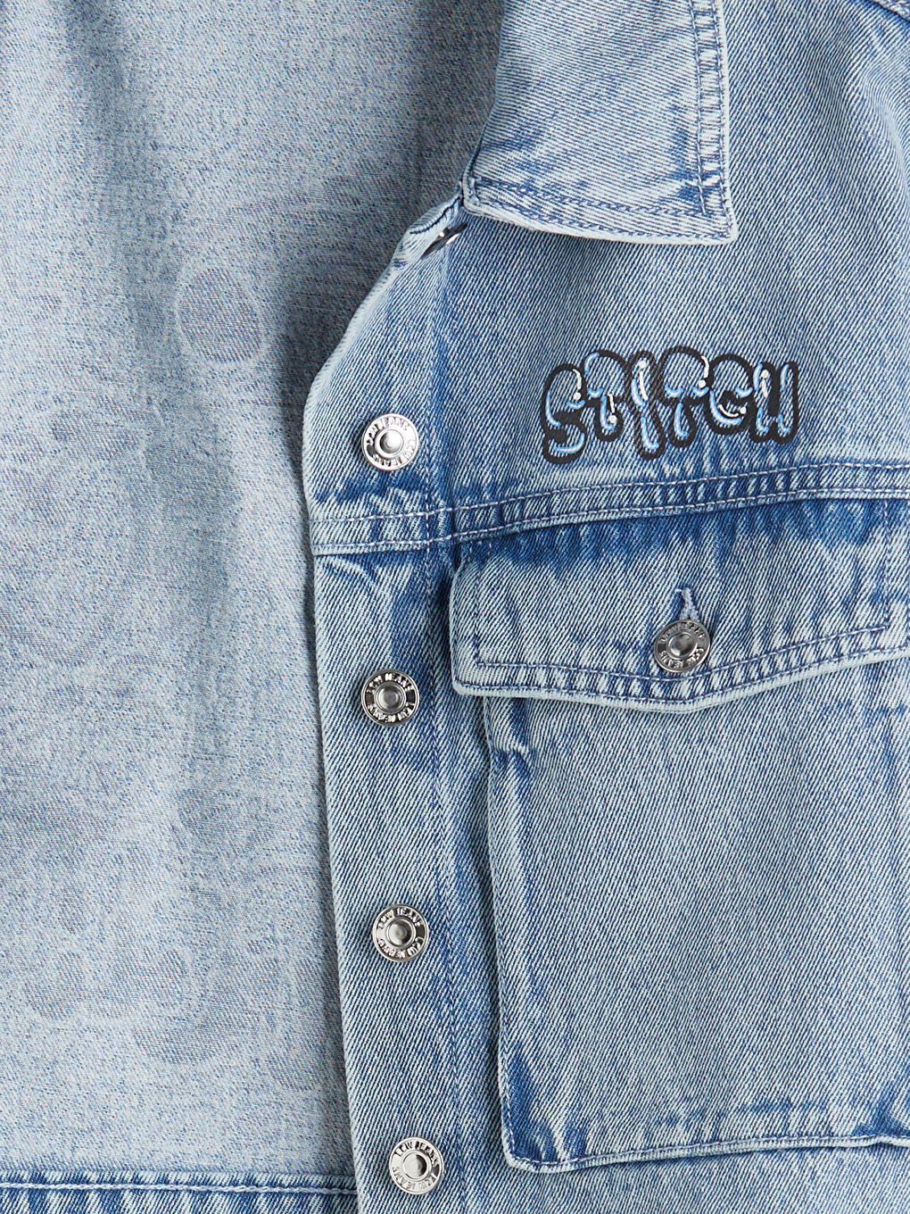 LCW Kids Collared Neck Girls' Denim Jacket -W56239Z4-V2T