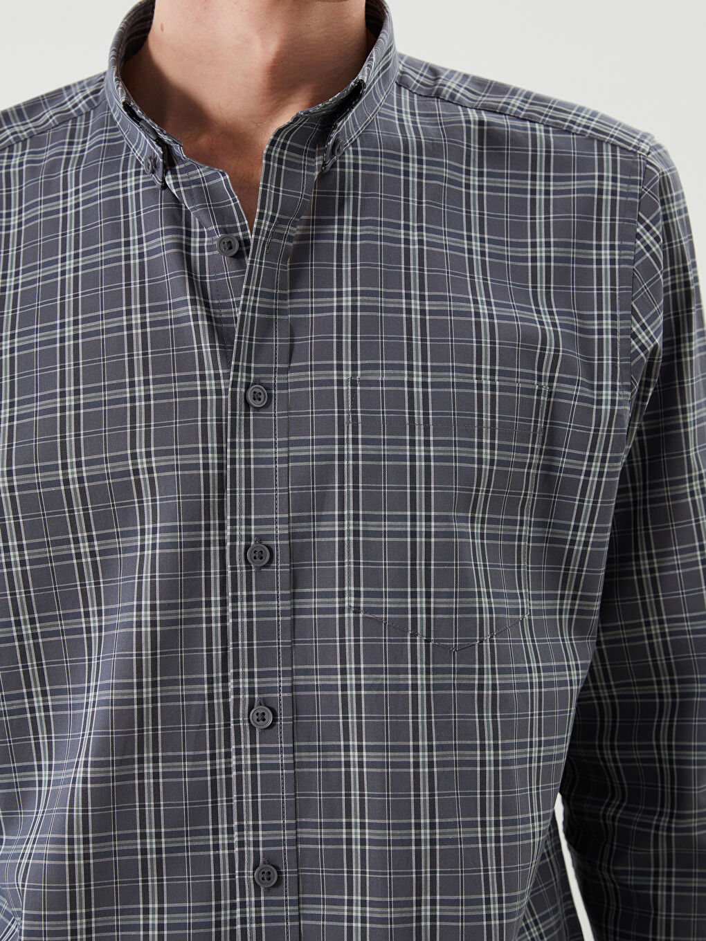 LCWAIKIKI Classic Regular Fit Long Sleeve Plaid Poplin Men's Shirt -W56283Z8-LMK