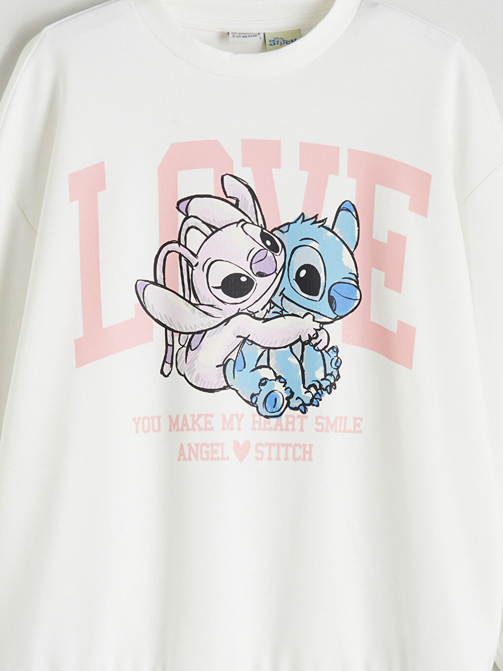Ekru Stitch ve Angel Baskılı Kız Çocuk Sweatshirt-2