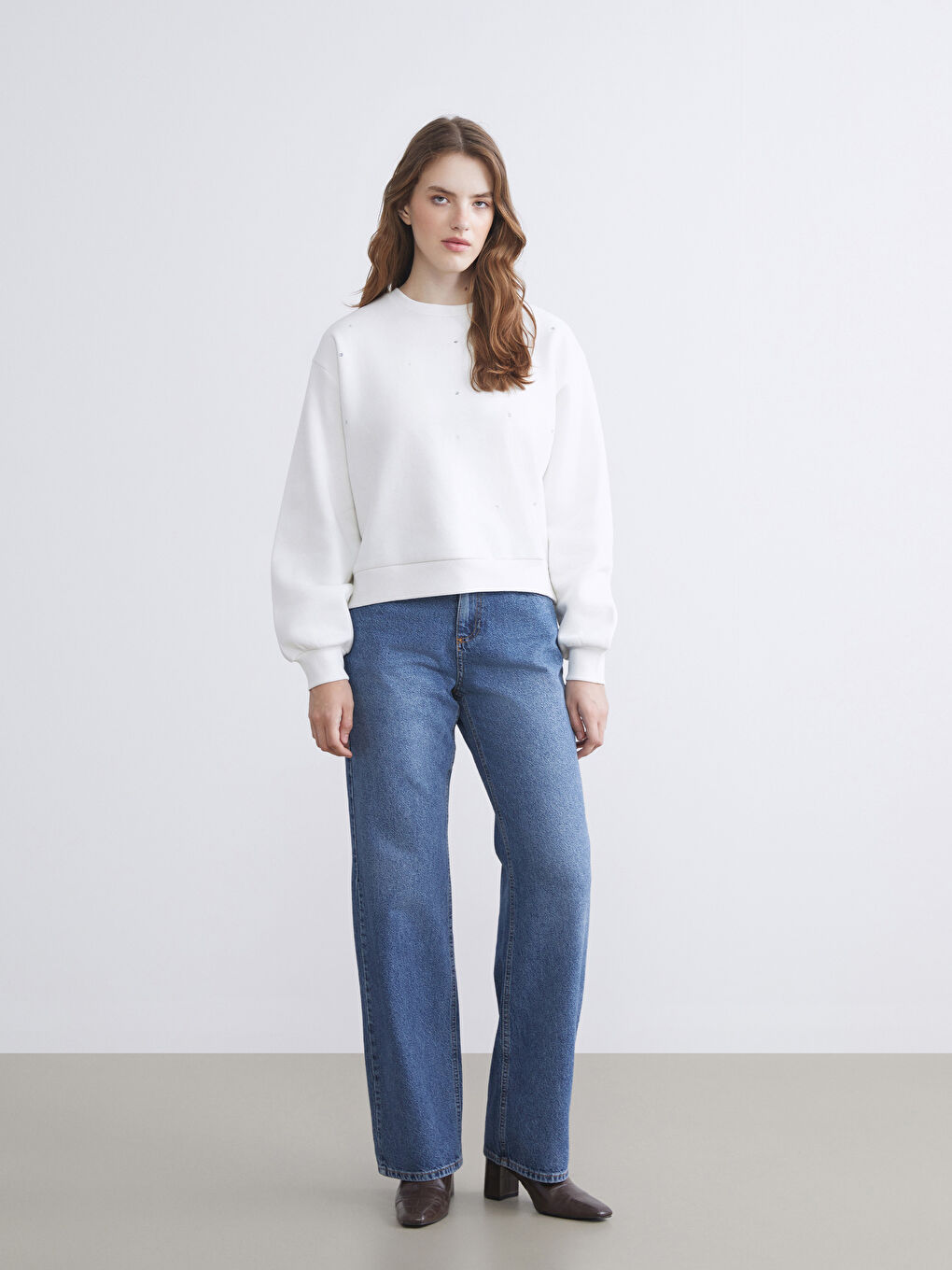 İndigo Baggy Fit Kadın Jean Pantolon-1