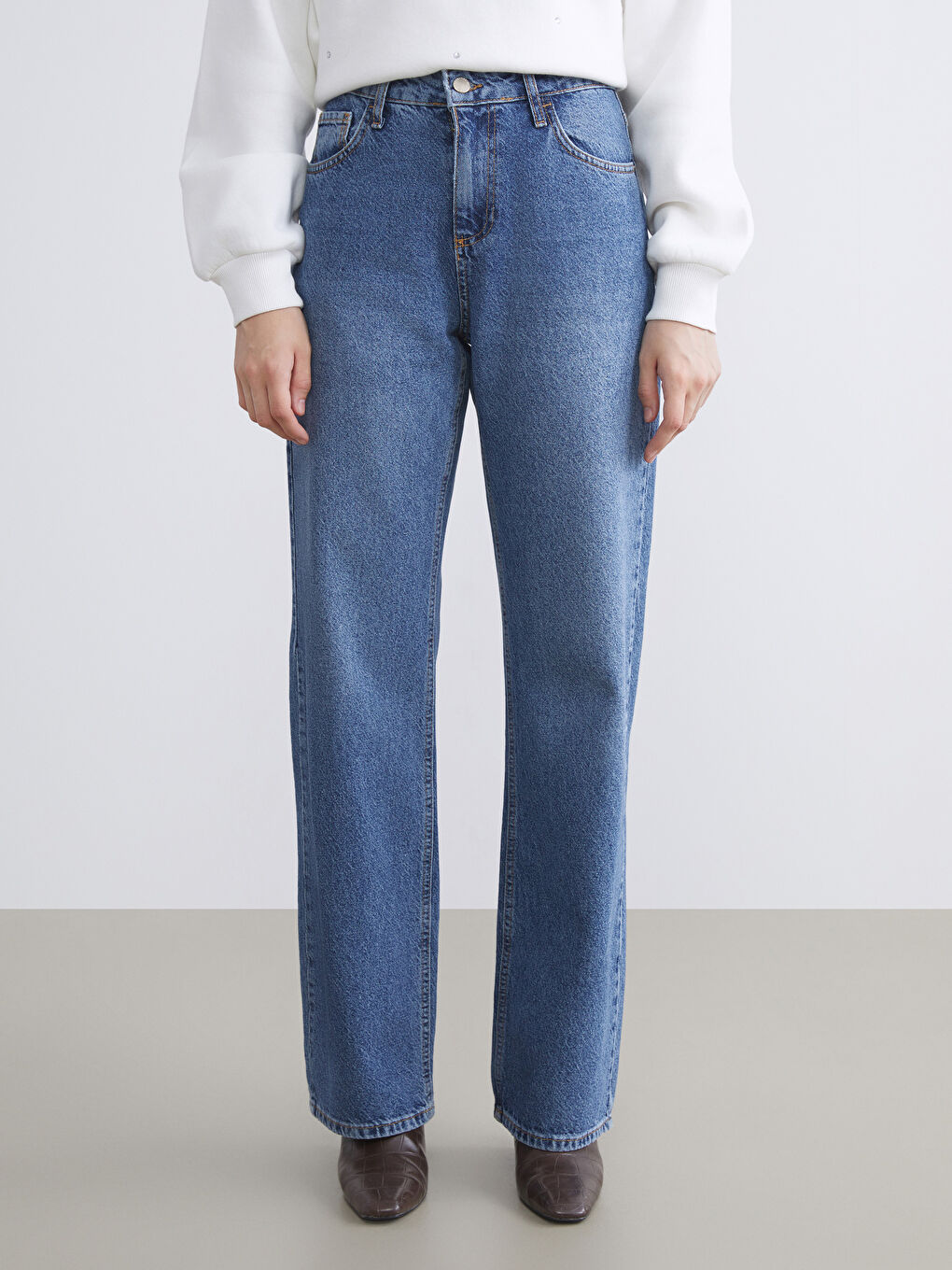 İndigo Baggy Fit Kadın Jean Pantolon-2