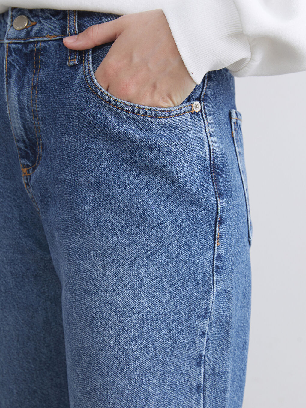 İndigo Baggy Fit Kadın Jean Pantolon-3