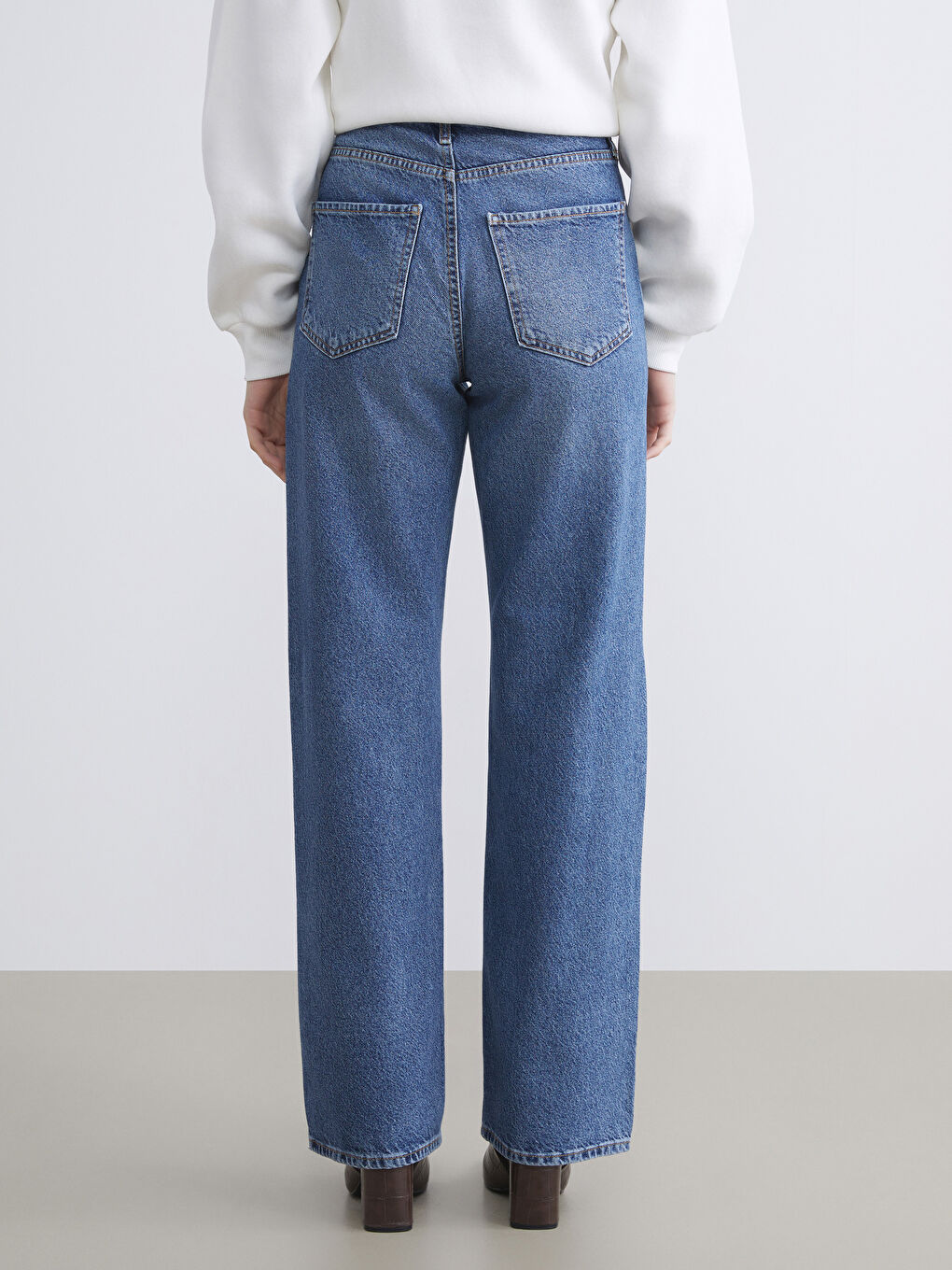 İndigo Baggy Fit Kadın Jean Pantolon-4