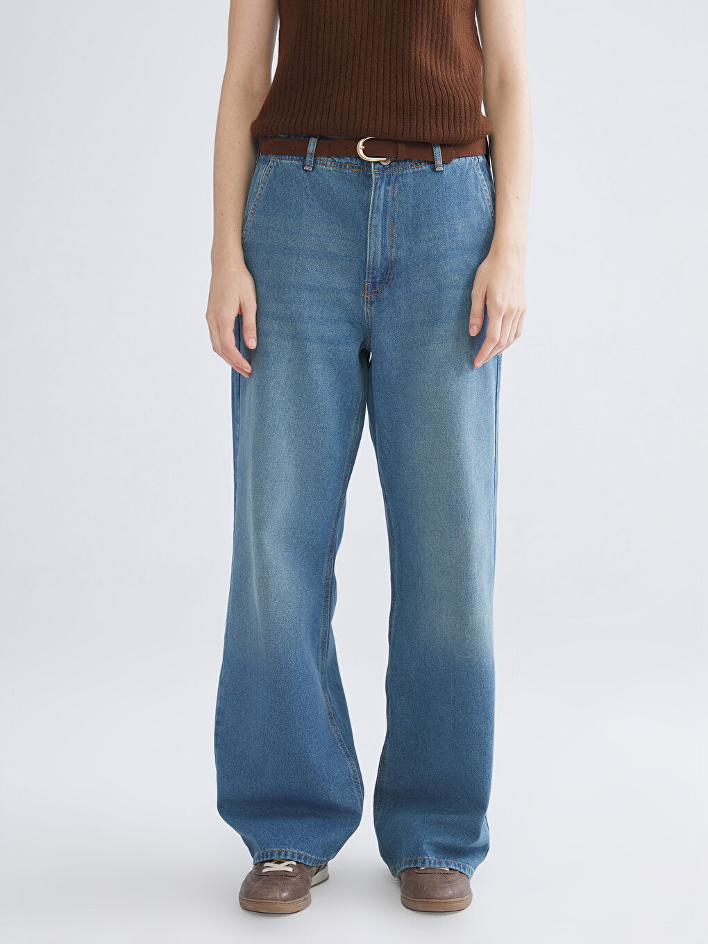 İndigo Wideleg Kadın Jean Pantolon-1