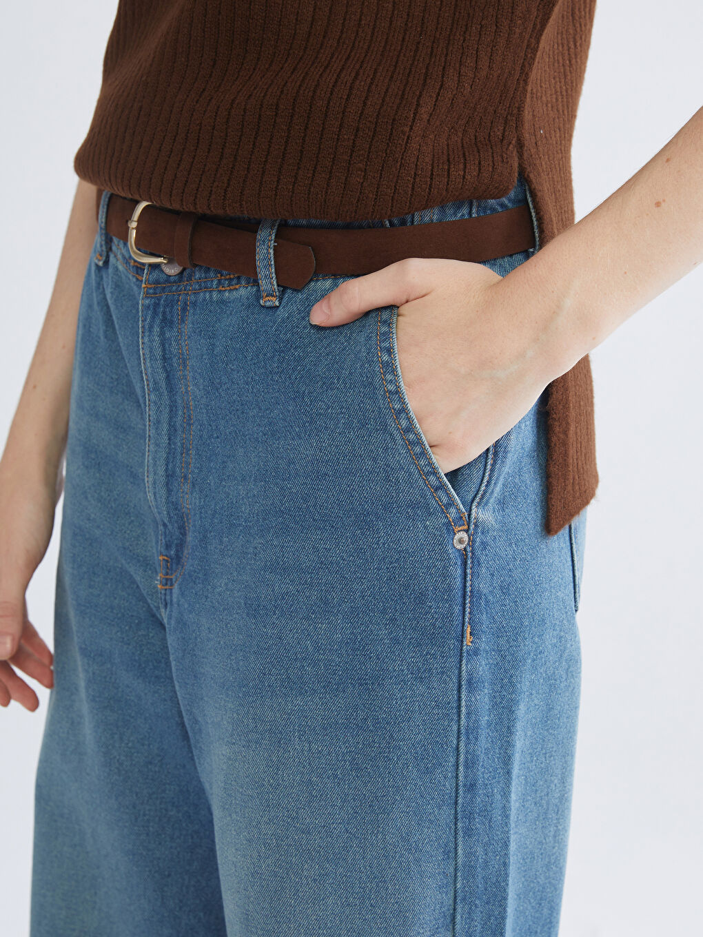 İndigo Wideleg Kadın Jean Pantolon-2