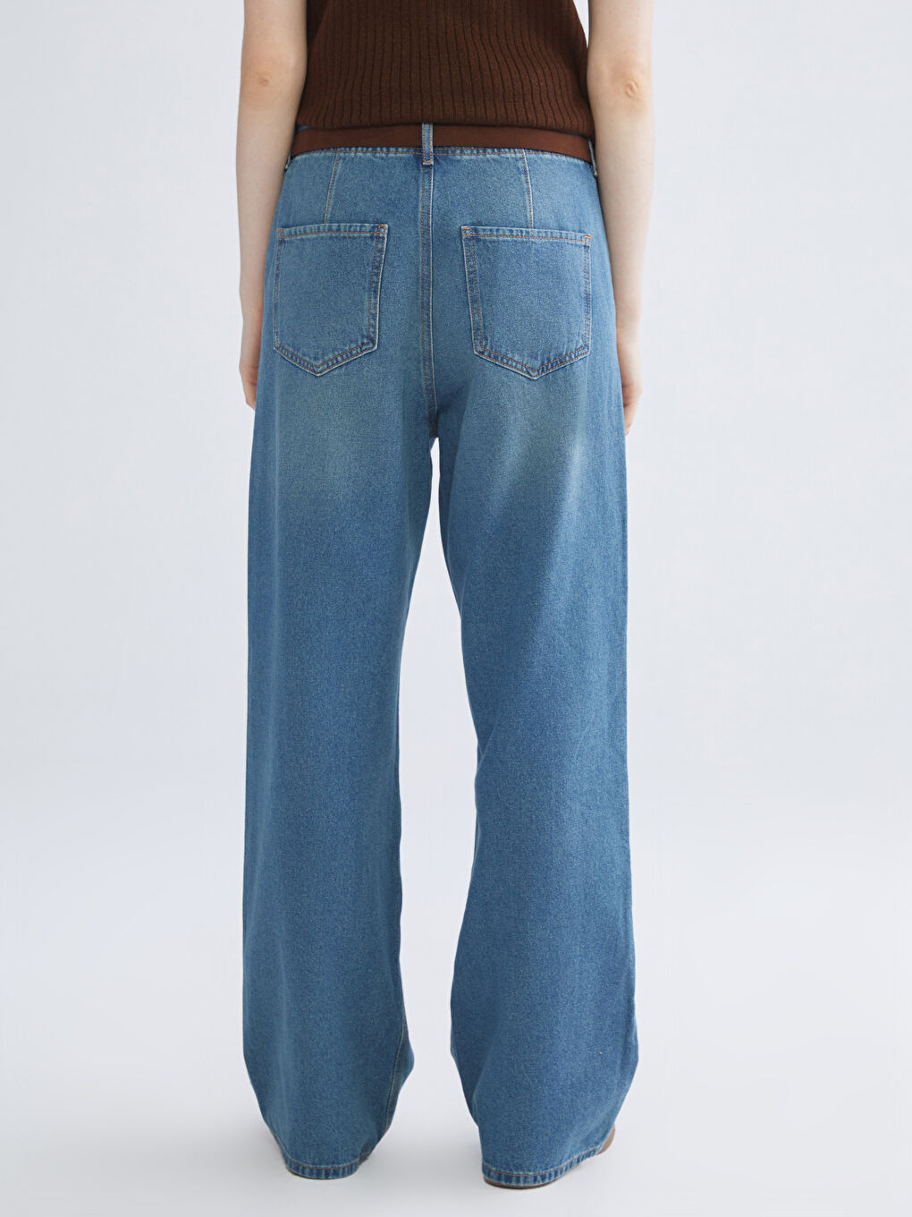 İndigo Wideleg Kadın Jean Pantolon-3